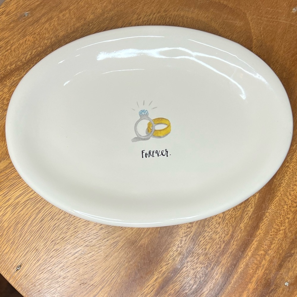 ⭐️NWOT Rae Dunn Forever Ceramic Oval with Gold and Silver Design